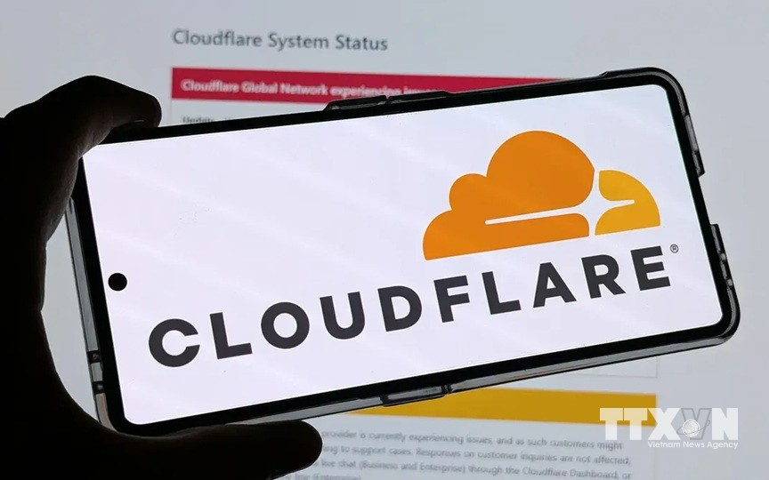 Logo của Cloudflare. (Ảnh: TTXVN) Media